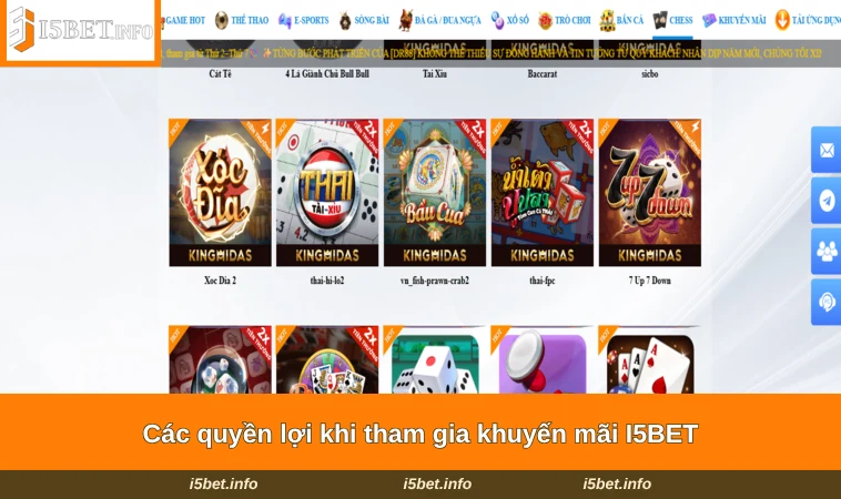Các quyền lợi khi tham gia khuyến mãi I5BET