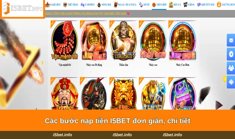 Các bước nạp tiền I5BET đơn giản, chi tiết